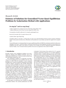 Research Article Existence of Solutions for Generalized Vector Quasi-Equilibrium