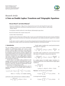 Research Article A Note on Double Laplace Transform and Telegraphic Equations