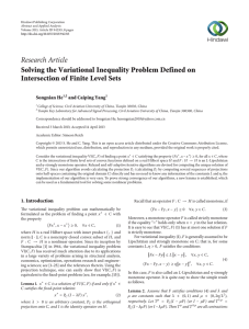 Research Article Solving the Variational Inequality Problem Defined on Songnian He