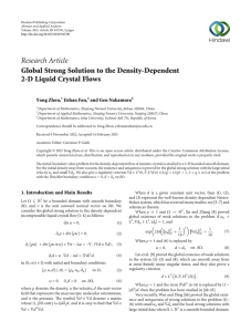 Research Article Global Strong Solution to the Density-Dependent 2-D Liquid Crystal Flows