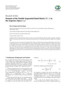 Research Article Domain of the Double Sequential Band Matrix the Sequence Space in