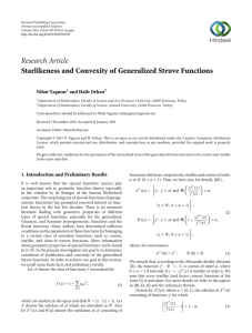 Research Article Starlikeness and Convexity of Generalized Struve Functions Nihat Yagmur