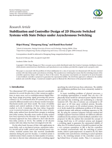 Research Article Stabilization and Controller Design of 2D Discrete Switched