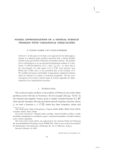 STABLE APPROXIMATIONS OF A MINIMAL SURFACE PROBLEM WITH VARIATIONAL INEQUALITIES