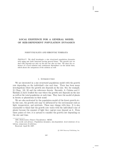 LOCAL EXISTENCE FOR A GENERAL MODEL OF SIZE-DEPENDENT POPULATION DYNAMICS Abstract.