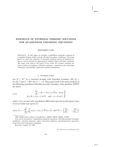 EXISTENCE OF EXTREMAL PERIODIC SOLUTIONS FOR QUASILINEAR PARABOLIC EQUATIONS SIEGFRIED CARL Abstract.