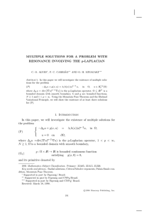 MULTIPLE SOLUTIONS FOR A PROBLEM WITH p