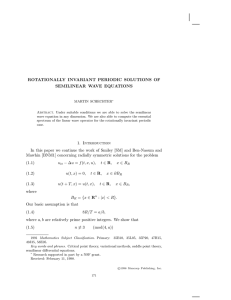 ROTATIONALLY INVARIANT PERIODIC SOLUTIONS OF SEMILINEAR WAVE EQUATIONS