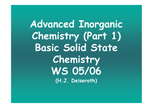 Advanced Inorganic Chemistry (Part 1) Basic Solid State Chemistry
