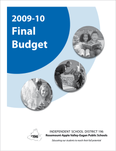 Final Budget 2009-10 independent  school  district 196