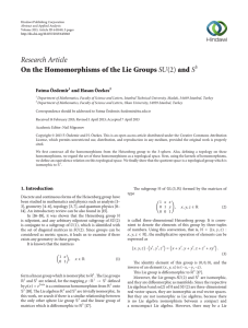 Research Article On the Homomorphisms of the Lie Groups and 3