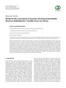Research Article Model for the Assessment of Seawater Environmental Quality