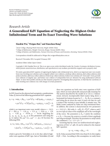 Research Article A Generalized KdV Equation of Neglecting the Highest-Order