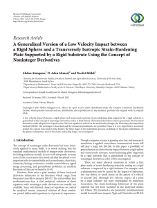 Research Article A Generalized Version of a Low Velocity Impact between