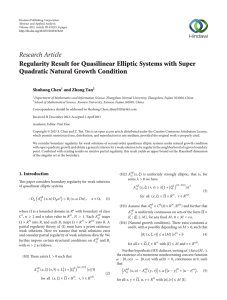 Research Article Regularity Result for Quasilinear Elliptic Systems with Super Shuhong Chen