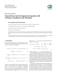 Research Article General Decay for the Degenerate Equation with