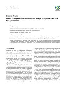 Research Article Jensen’s Inequality for Generalized Peng’s Its Applications -Expectations and