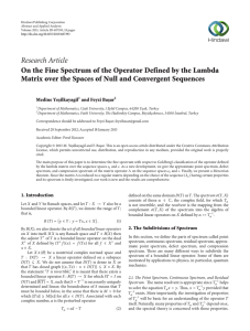 Research Article Matrix over the Spaces of Null and Convergent Sequences