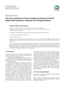 Research Article New Exact Solutions of Some Nonlinear Systems of Partial