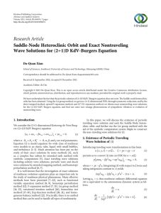 Research Article Saddle-Node Heteroclinic Orbit and Exact Nontraveling Da-Quan Xian