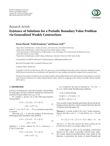 Research Article Existence of Solutions for a Periodic Boundary Value Problem