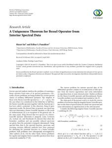 Research Article A Uniqueness Theorem for Bessel Operator from Interior Spectral Data