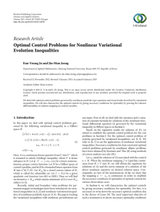 Research Article Optimal Control Problems for Nonlinear Variational Evolution Inequalities