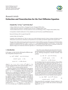 Research Article Extinction and Nonextinction for the Fast Diffusion Equation Chunlai Mu,