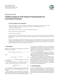 Research Article Unified Treatment of the Krätzel Transformation for Generalized Functions