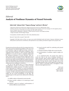 Editorial Analysis of Nonlinear Dynamics of Neural Networks Sabri Arik, Juhyun Park,