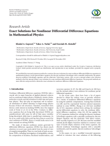 Research Article Exact Solutions for Nonlinear Differential Difference Equations in Mathematical Physics
