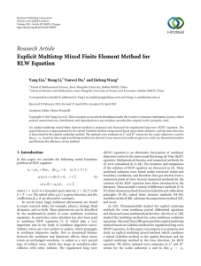 Research Article Explicit Multistep Mixed Finite Element Method for RLW Equation Yang Liu,
