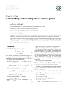 Research Article Infinitely Many Solutions of Superlinear Elliptic Equation