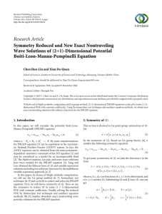 Research Article Symmetry Reduced and New Exact Nontraveling Boiti-Leon-Manna-Pempinelli Equation