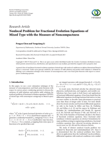 Research Article Nonlocal Problem for Fractional Evolution Equations of