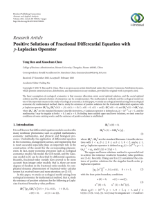 Research Article Positive Solutions of Fractional Differential Equation with -Laplacian Operator