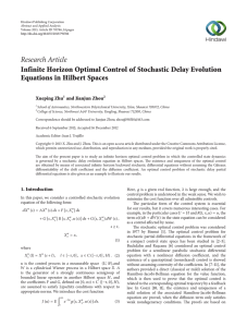 Research Article Infinite Horizon Optimal Control of Stochastic Delay Evolution Xueping Zhu