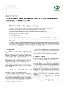Research Article Exact Solutions and Conservation Laws of a (2+1)-Dimensional