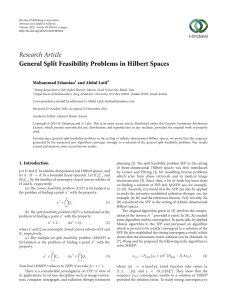 Research Article General Split Feasibility Problems in Hilbert Spaces Mohammad Eslamian