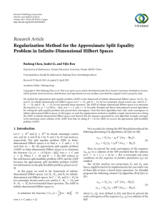 Research Article Regularization Method for the Approximate Split Equality