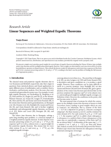 Research Article Linear Sequences and Weighted Ergodic Theorems Tanja Eisner