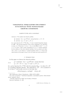 VARIATIONAL INEQUALITIES FOR ENERGY FUNCTIONALS WITH NONSTANDARD GROWTH CONDITIONS