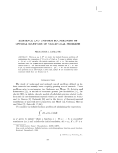 EXISTENCE AND UNIFORM BOUNDEDNESS OF OPTIMAL SOLUTIONS OF VARIATIONAL PROBLEMS Abstract.