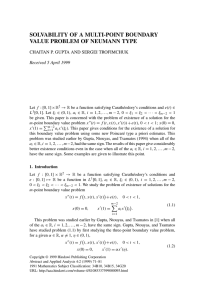 SOLVABILITY OF A MULTI-POINT BOUNDARY VALUE PROBLEM OF NEUMANN TYPE