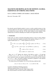 MAGNETO-MICROPOLAR FLUID MOTION: GLOBAL EXISTENCE OF STRONG SOLUTIONS Received 1 December 1997