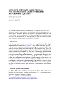NONLOCAL BOUNDARY VALUE PROBLEM FOR SECOND ORDER ABSTRACT ELLIPTIC DIFFERENTIAL EQUATION MOHAMED DENCHE