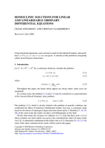 HOMOCLINIC SOLUTIONS FOR LINEAR AND LINEARIZABLE ORDINARY DIFFERENTIAL EQUATIONS