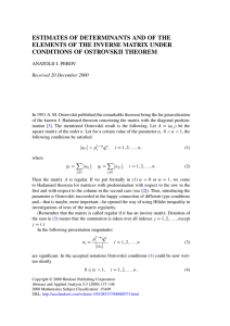 ESTIMATES OF DETERMINANTS AND OF THE CONDITIONS OF OSTROVSKII THEOREM
