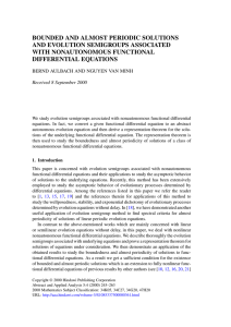 BOUNDED AND ALMOST PERIODIC SOLUTIONS AND EVOLUTION SEMIGROUPS ASSOCIATED WITH NONAUTONOMOUS FUNCTIONAL