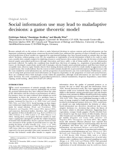 Social information use may lead to maladaptive Original Article